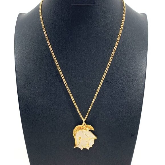 Vintage 1980's Gemini Zodiac Pendant & Chain Spartan Soldiers Gold Tone 18"L - Picture 1 of 5